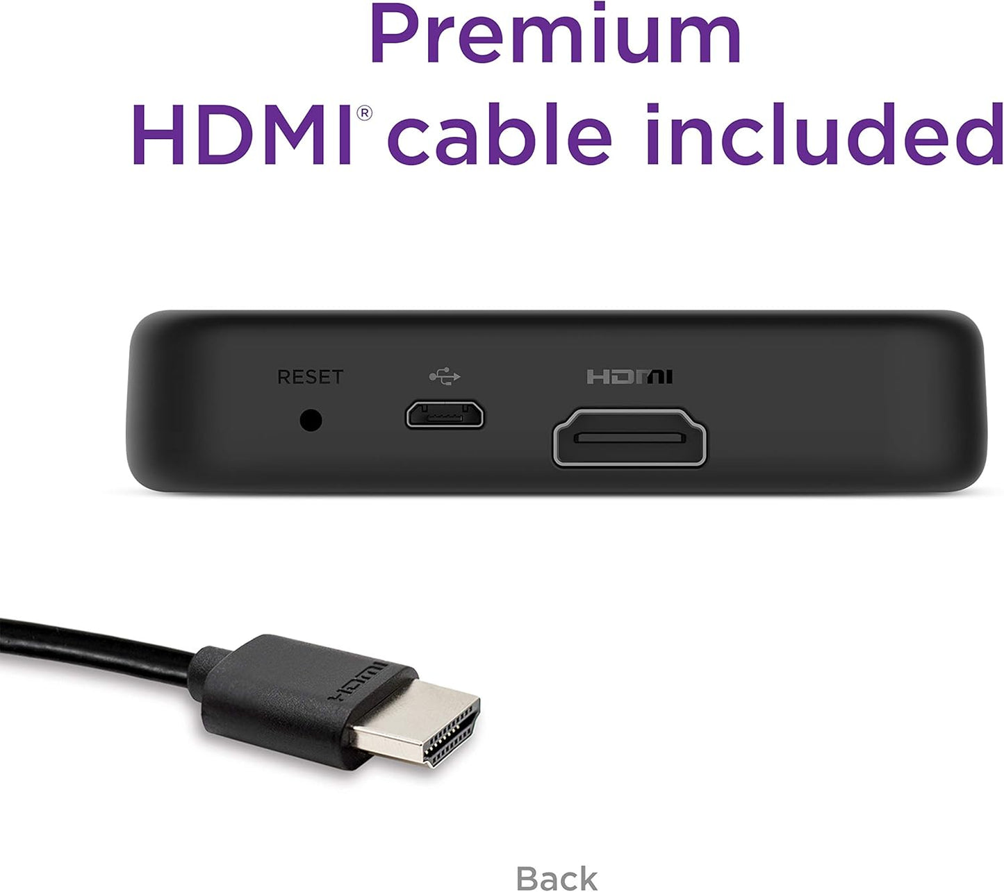 Premiere | HD/4K/HDR Streaming Media Player, Simple Remote and Premium HDMI Cable, Black