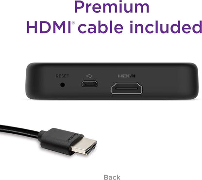 Premiere | HD/4K/HDR Streaming Media Player, Simple Remote and Premium HDMI Cable, Black