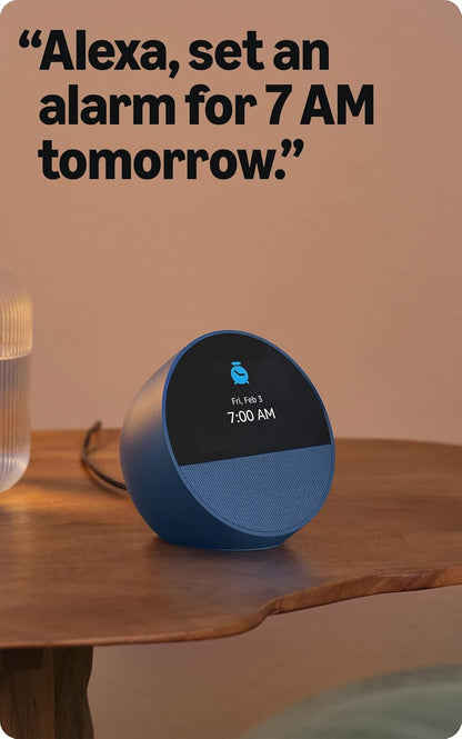 Echo Spot, Great for Nightstands, Offices and Kitchens, Smart Alarm Clock with Alexa, Black