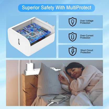 Iphone 17 16 15 Charger, USB C Charger, 4-Pack Fast Wall Charging, USB-C Chargers Block (4-Pack 6 Ft Cable Included) for Iphone 17/16/15/15 Pro/15 Pro Max/Ipad Pro/Airpods Samsung & More