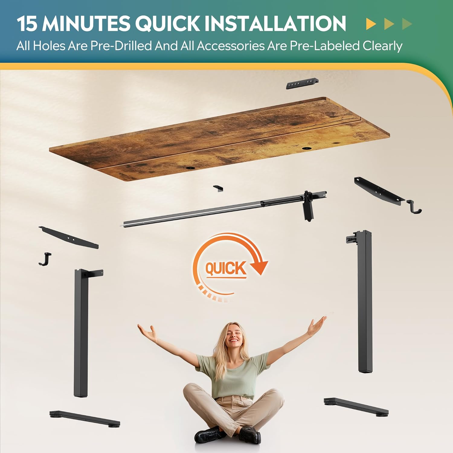 63 X 28 Inches Electric Standing Desk, 3 Adjustable Height Stand up Desk for Home Office, Ergonomic Sit to Stand Desk with LED Touchscreen, Hook, 3 Memory Preset Computer Desk (Rustic Brown)