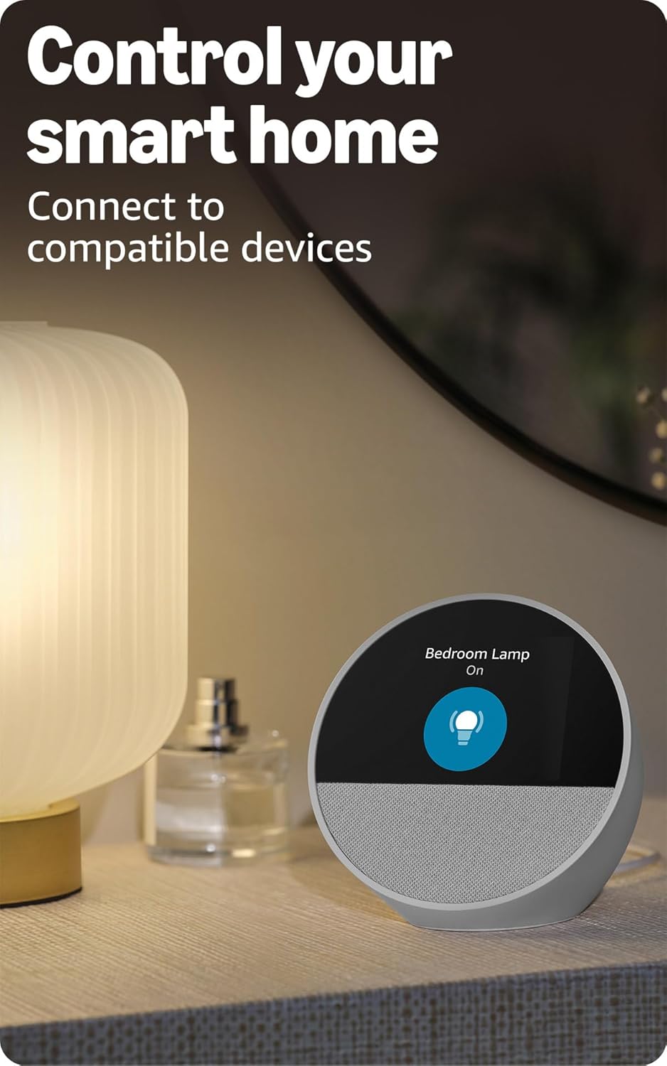 Echo Spot, Great for Nightstands, Offices and Kitchens, Smart Alarm Clock with Alexa, Black