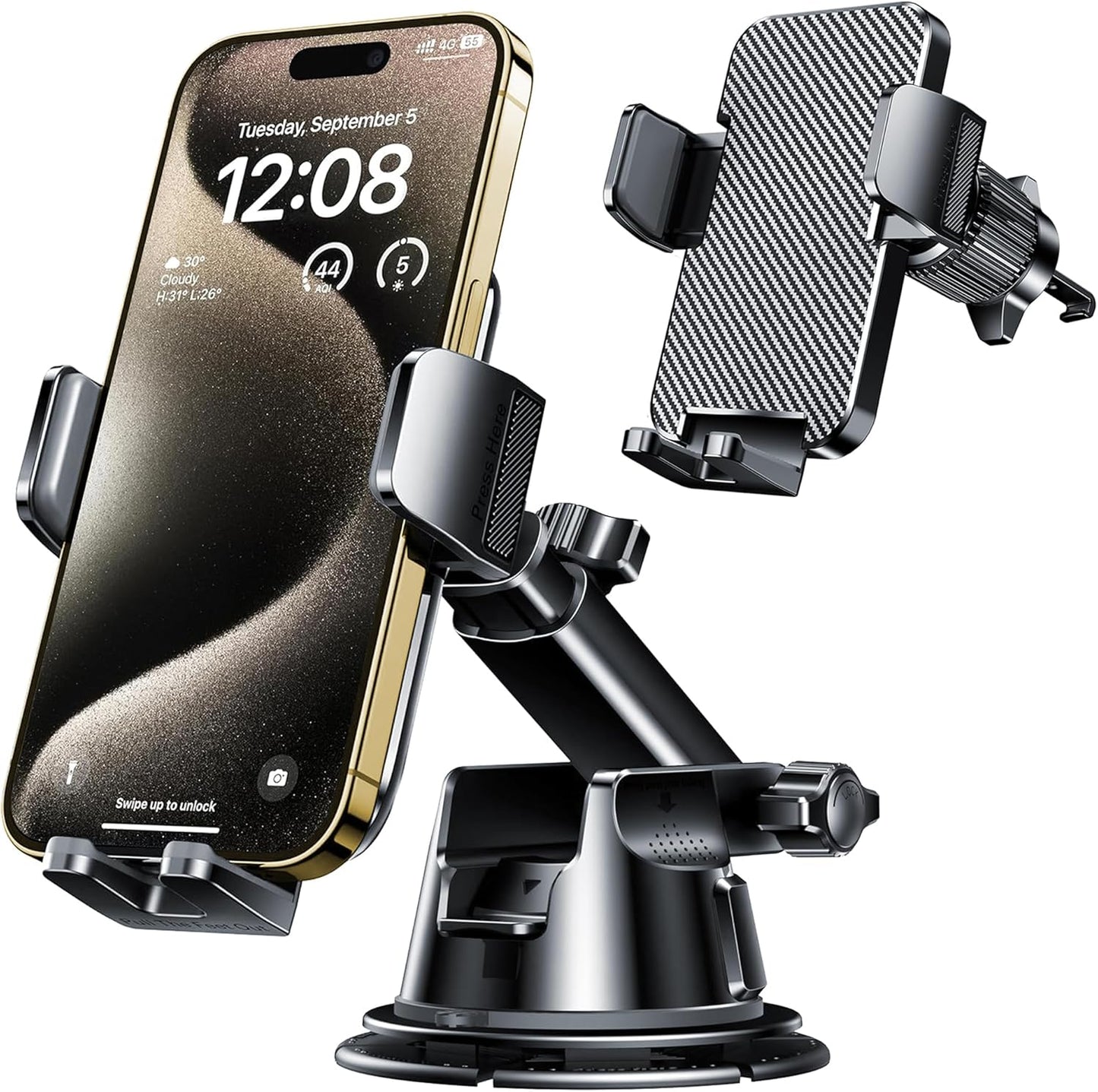 Dash Mounted Holders Phone Holders for Your Car Phone Mount for Car Windshield Dashboard Air Vent Universal Desk Mounts Hands Free Automobile Cell Phone Holder Fit for Iphone Smartphone